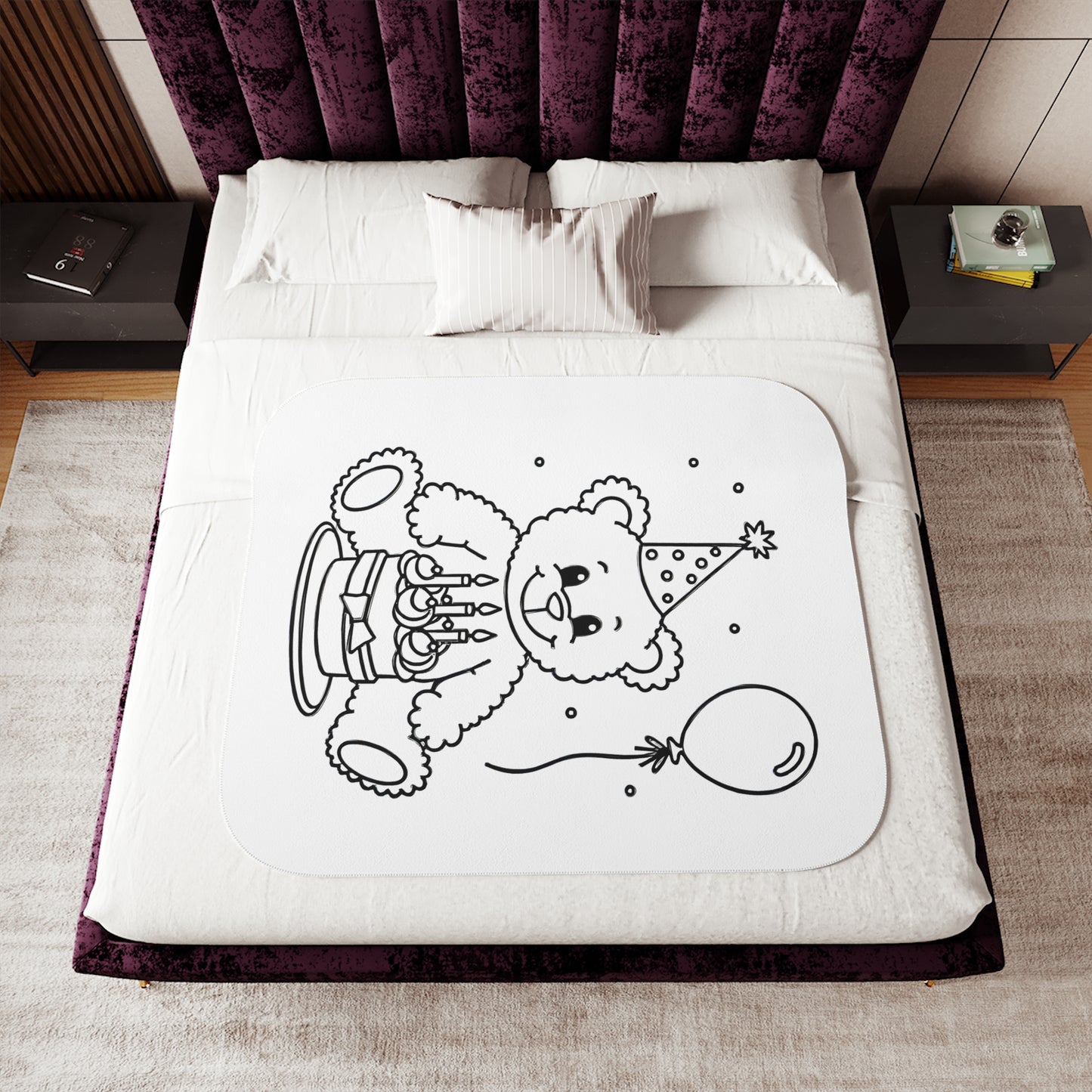 Blanket Coloring Kit with 10 Fabric Markers - Birthday Bear