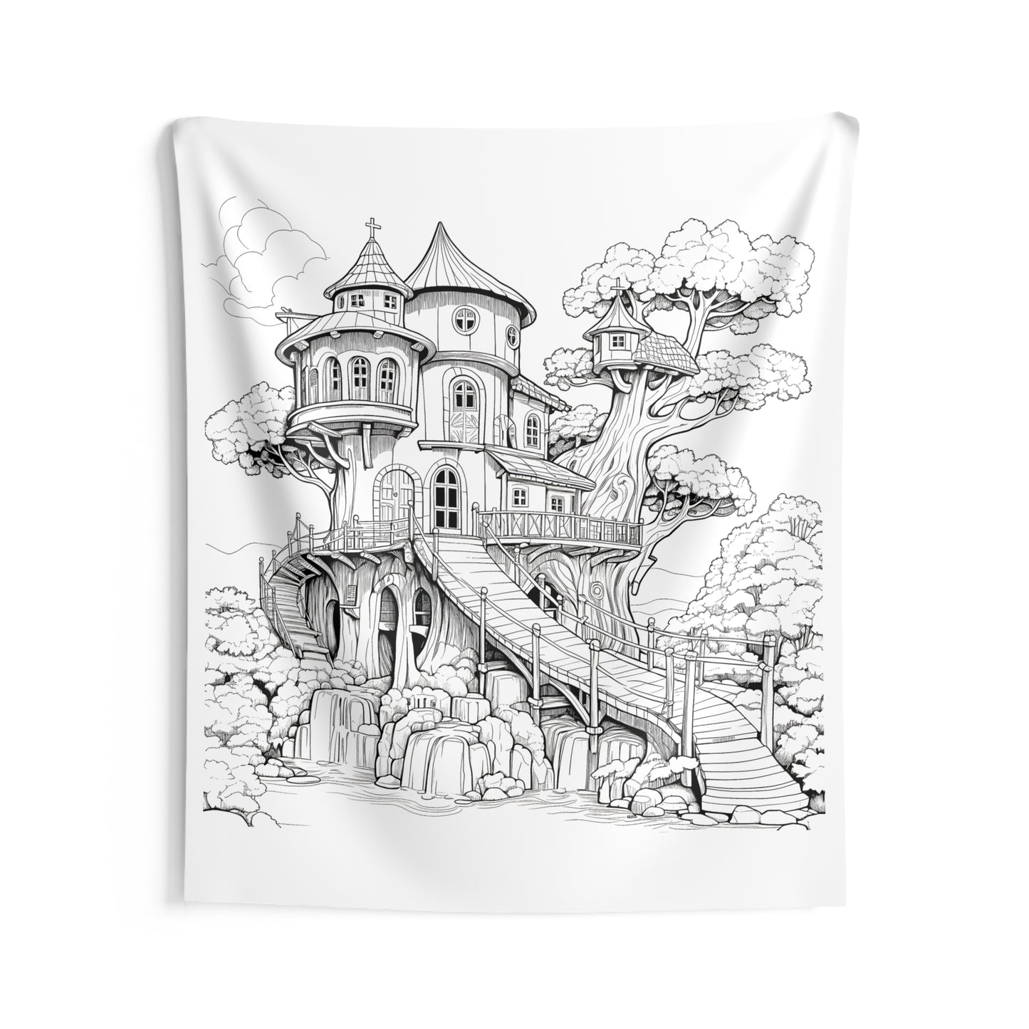 Indoor Wall Tapestries Coloring Kit with 10 Fabric Markers - Treehouse