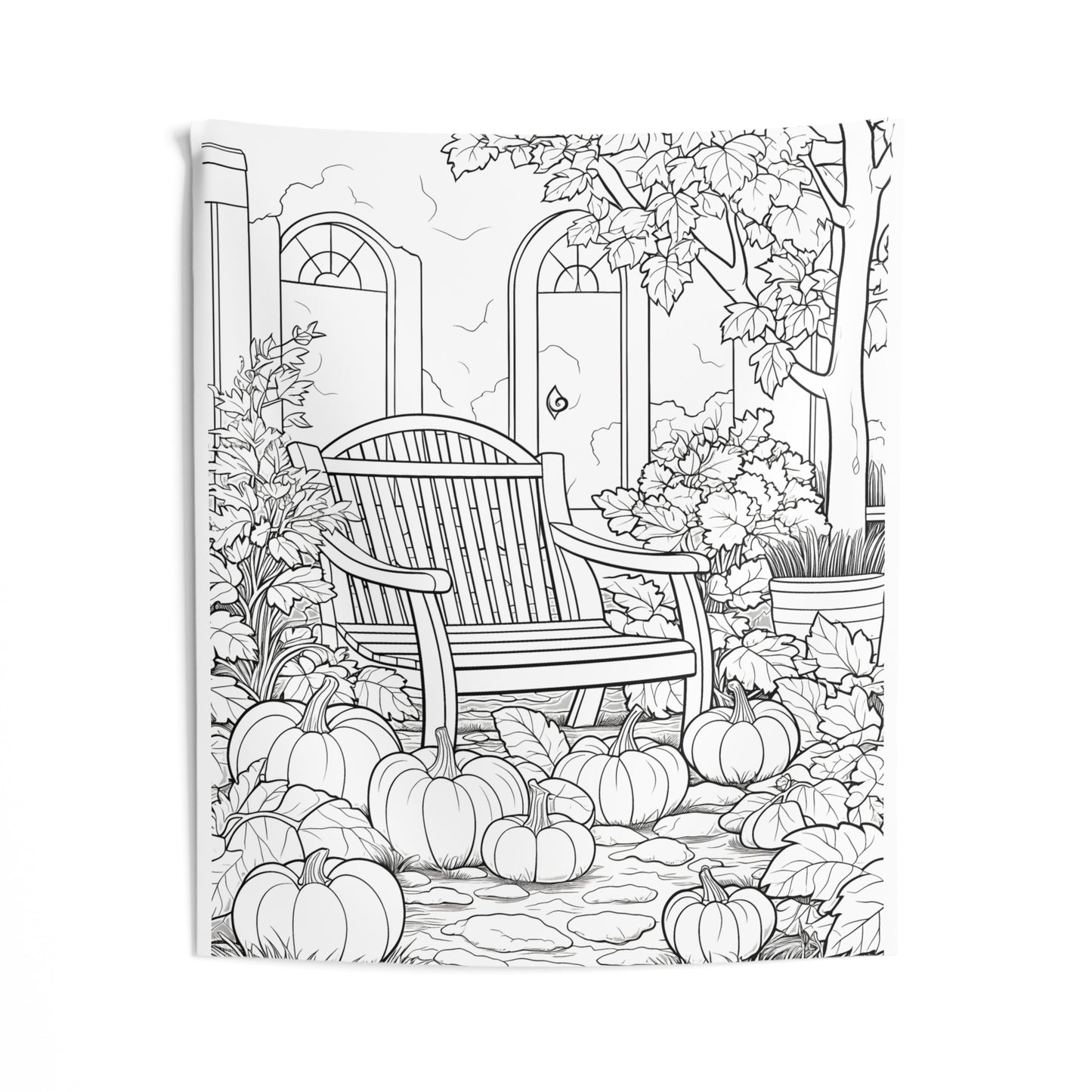 Indoor Wall Tapestries Coloring Kit with 10 Fabric Markers - Pumpkins in Garden