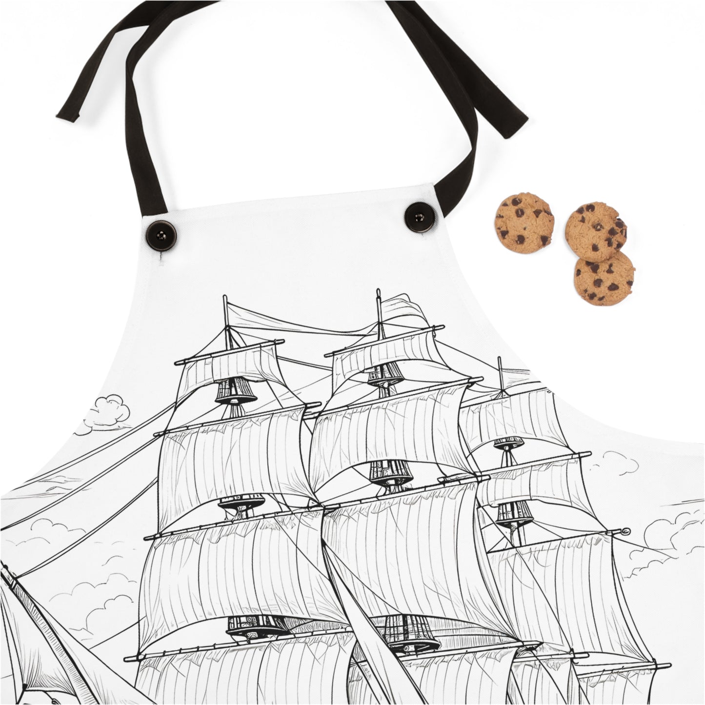 Apron Coloring Kit with 10 Fabric Markers - Sailing Ship