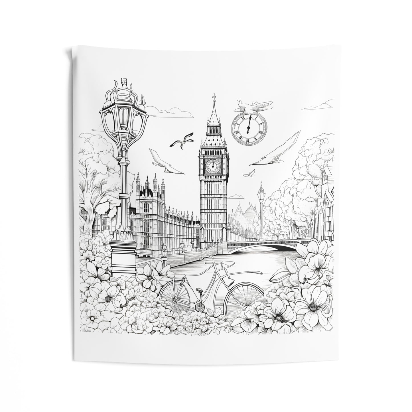 Indoor Wall Tapestries Coloring Kit with 10 Fabric Markers - Big Ben