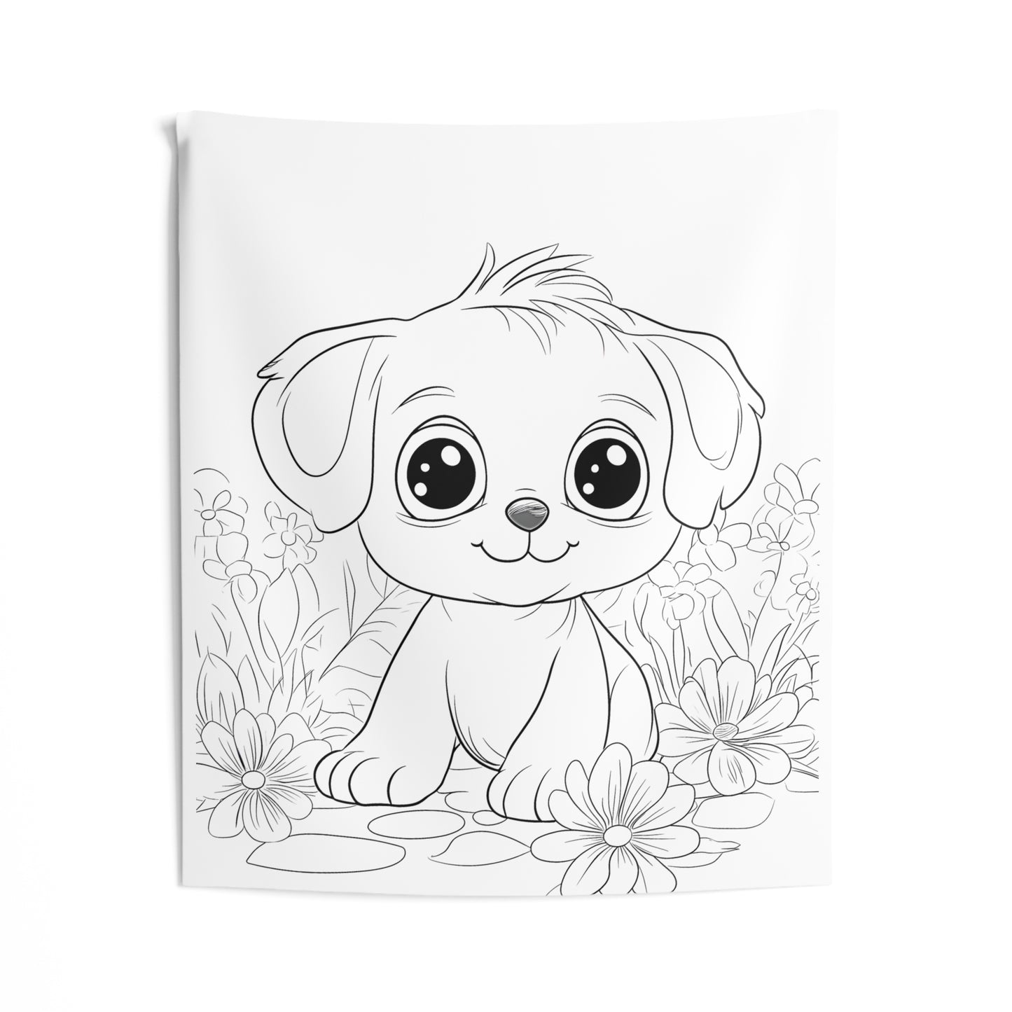 Indoor Wall Tapestries Coloring Kit with 10 Fabric Markers - Cute Puppy