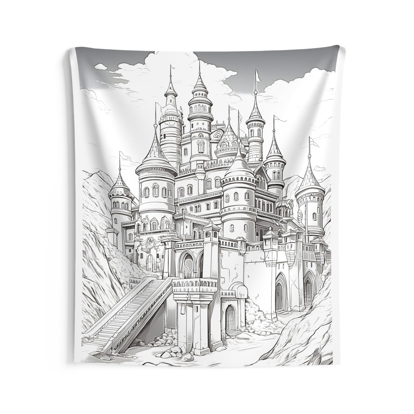 Indoor Wall Tapestries Coloring Kit with 10 Fabric Markers - Medieval Castle