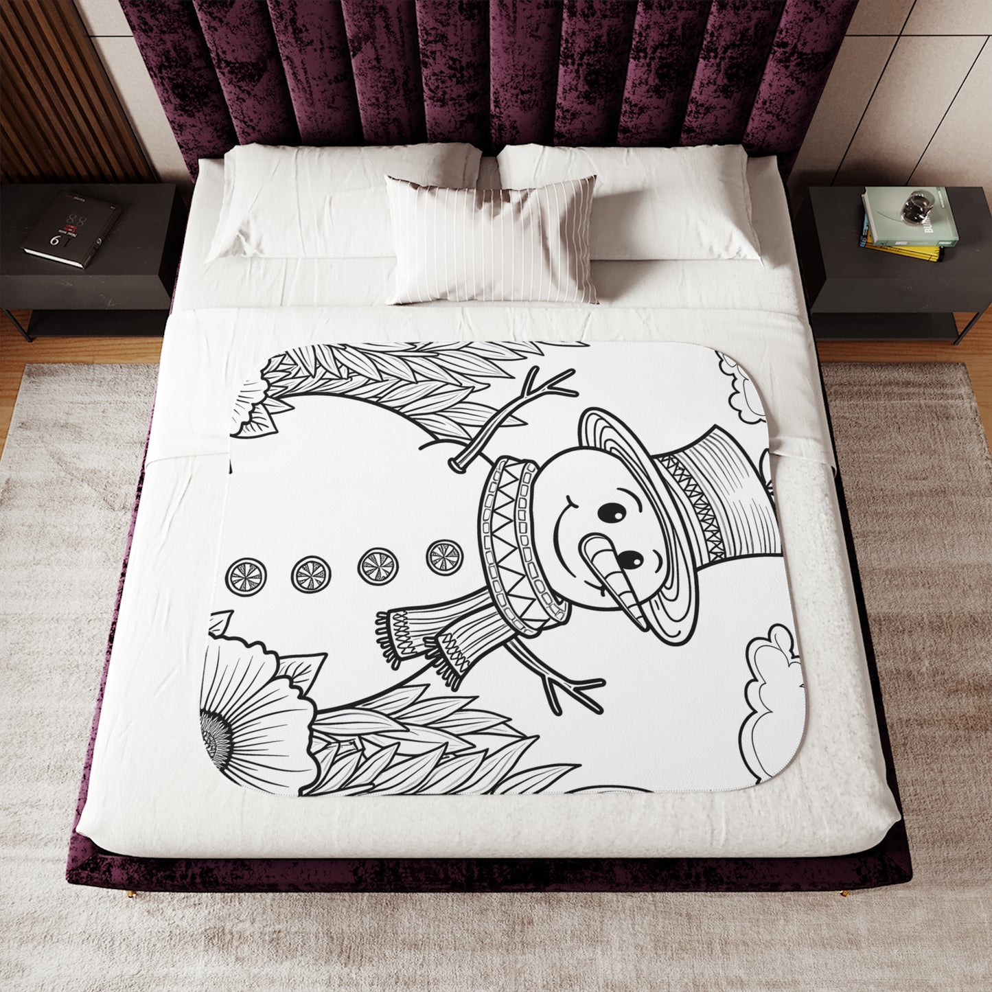 Blanket Coloring Kit with 10 Fabric Markers - Christmas Snowman