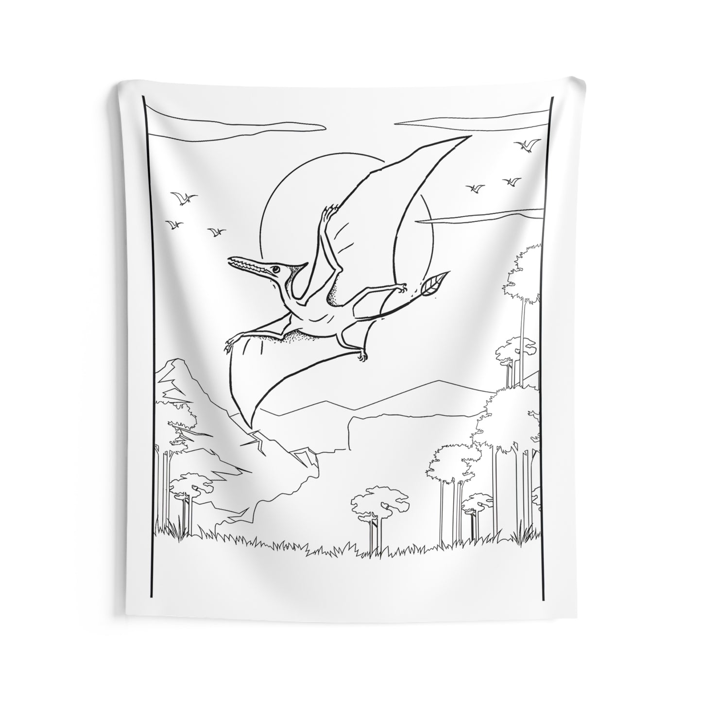 Indoor Wall Tapestries Coloring Kit with 10 Fabric Markers - Pterodactyl