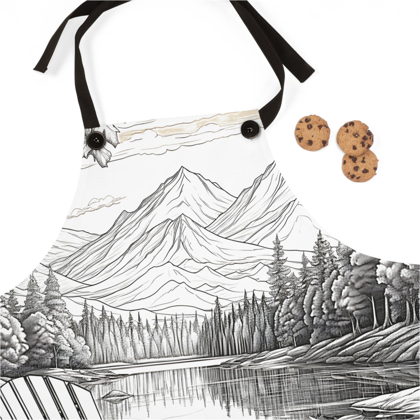 Apron Coloring Kit with 10 Fabric Markers - Mountain Lake with Dog