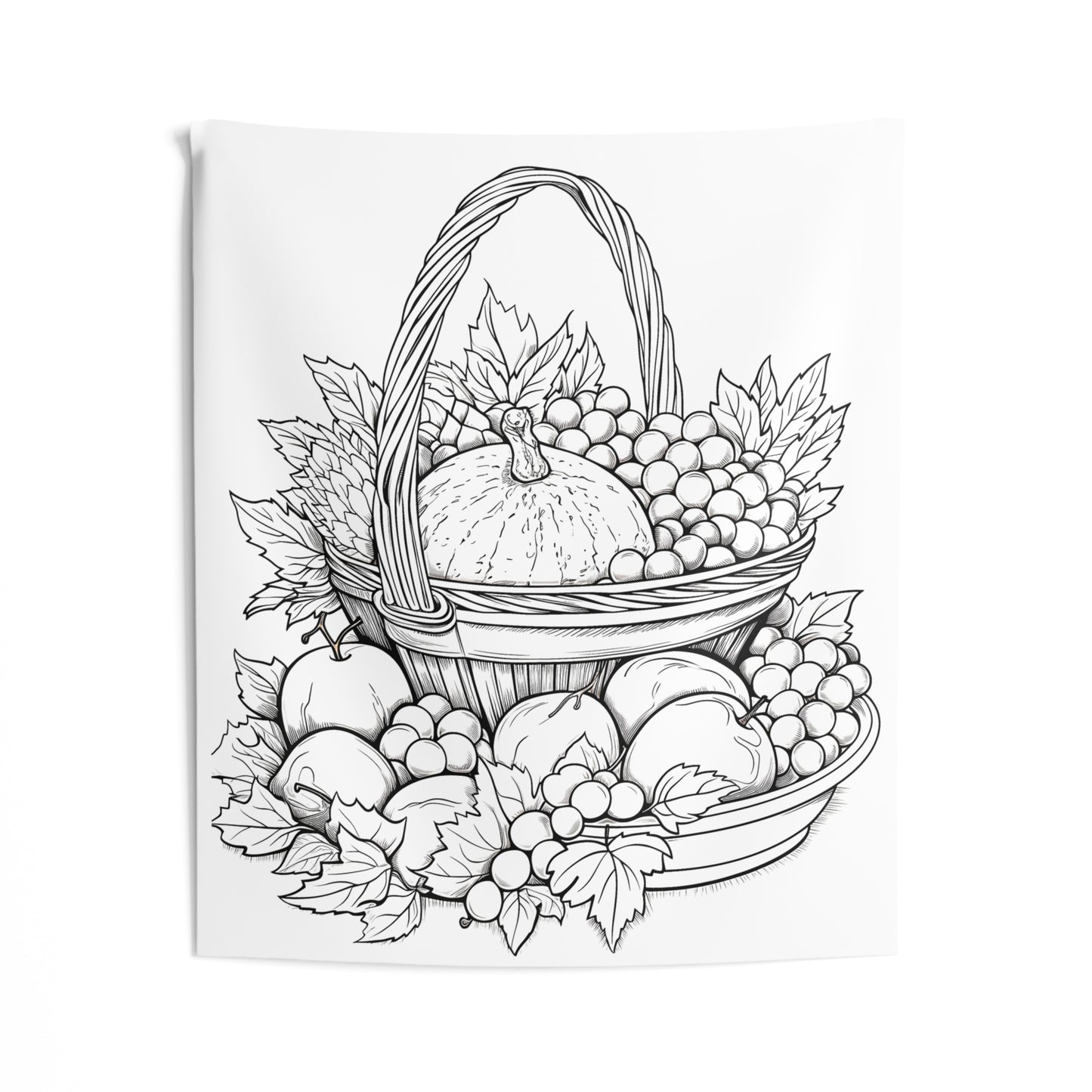 Indoor Wall Tapestries Coloring Kit with 10 Fabric Markers - Fruits in Basket