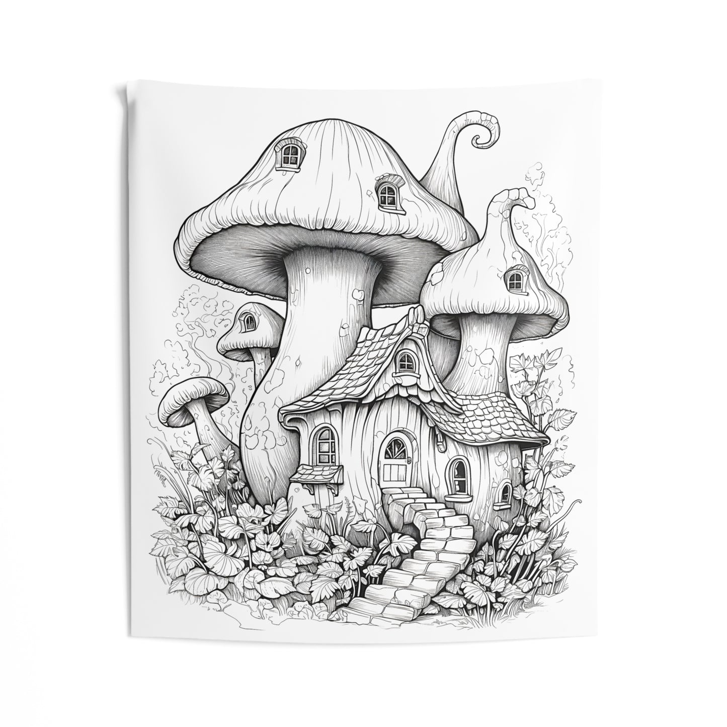 Indoor Wall Tapestries Coloring Kit with 10 Fabric Markers - Mushroom House