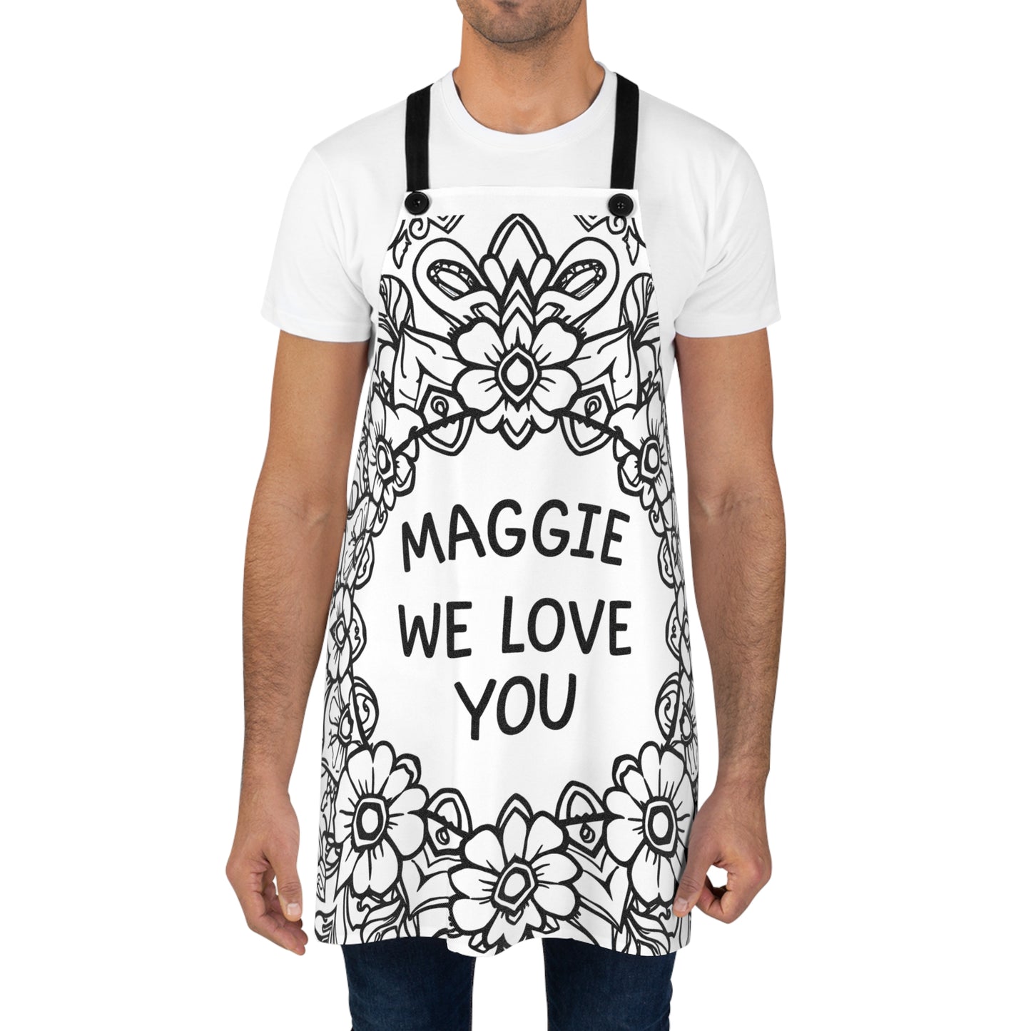 Apron Coloring Kit with 10 Fabric Markers - Floral Mandala