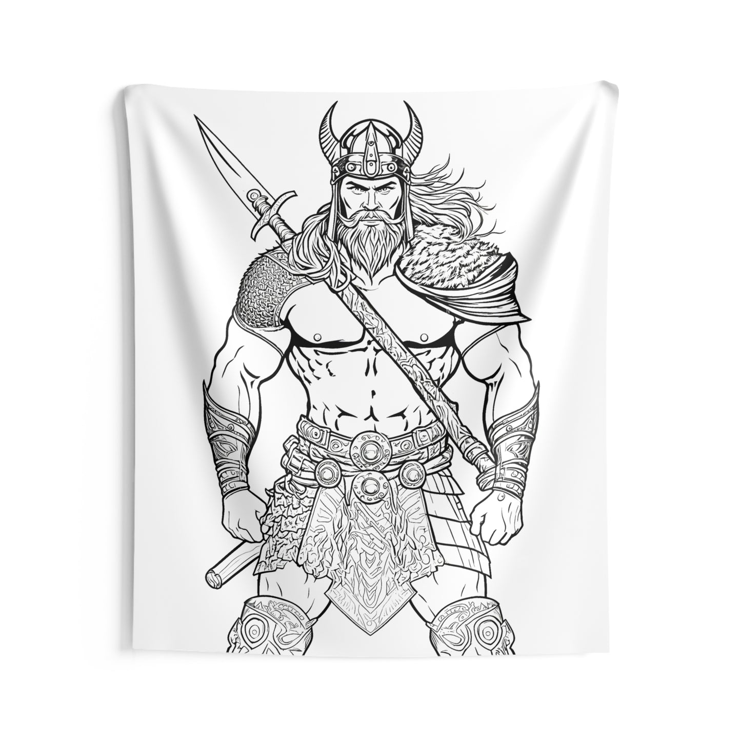 Indoor Wall Tapestries Coloring Kit with 10 Fabric Markers - Viking