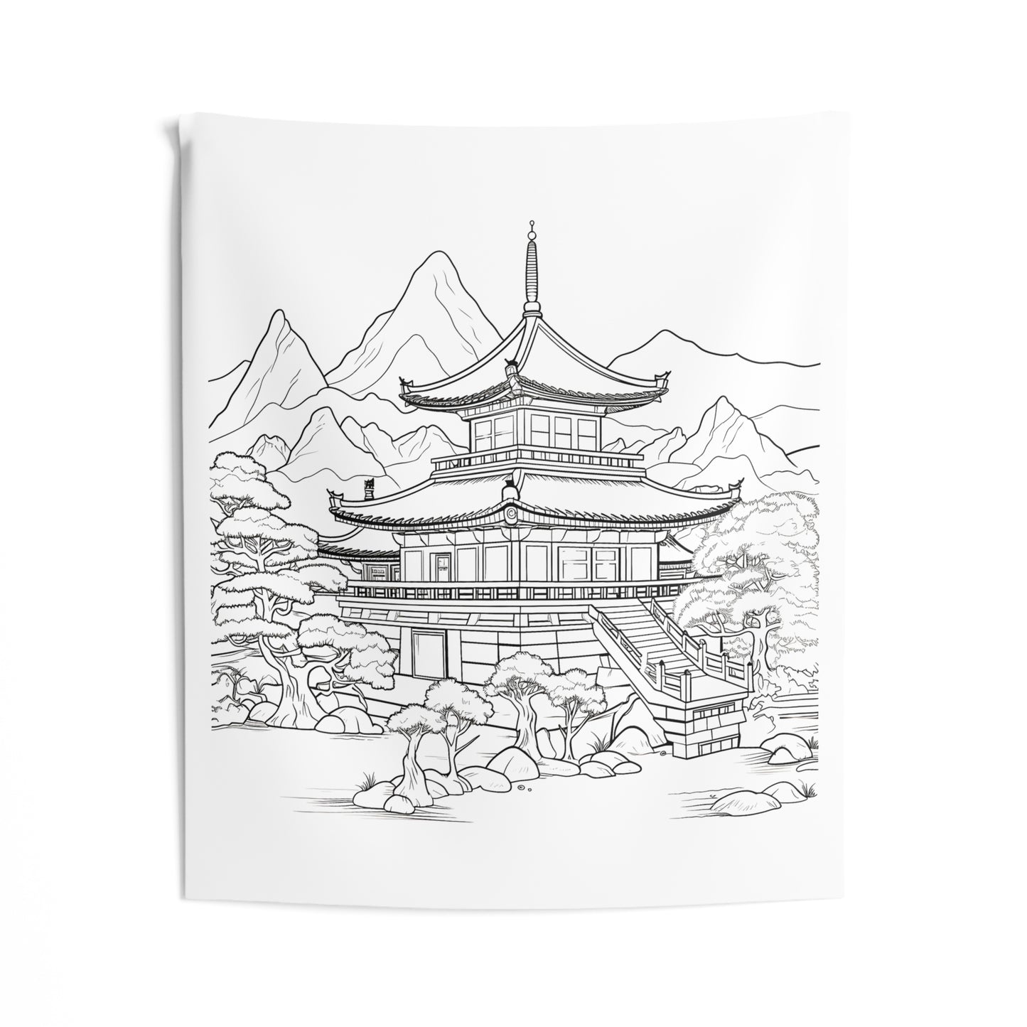 Indoor Wall Tapestries Coloring Kit with 10 Fabric Markers - Pagoda