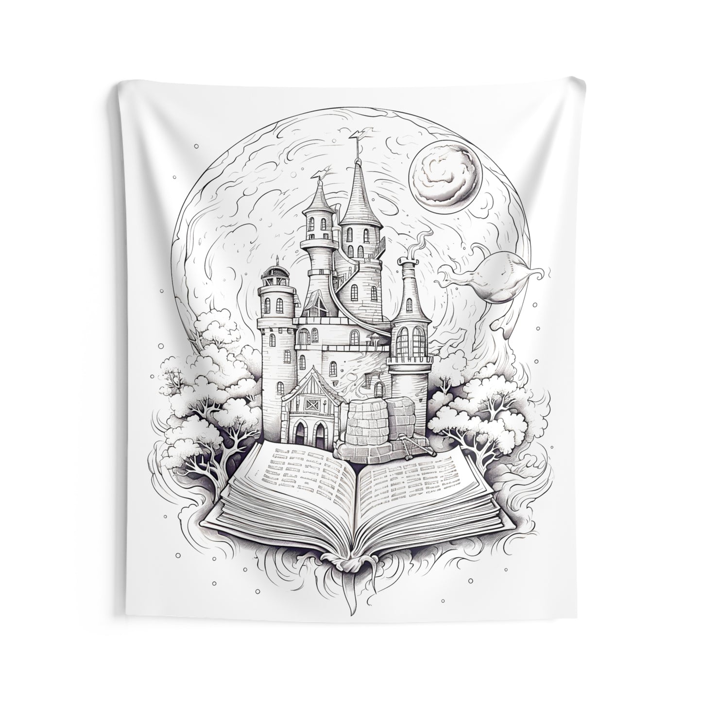 Indoor Wall Tapestries Coloring Kit with 10 Fabric Markers - Magic Castle