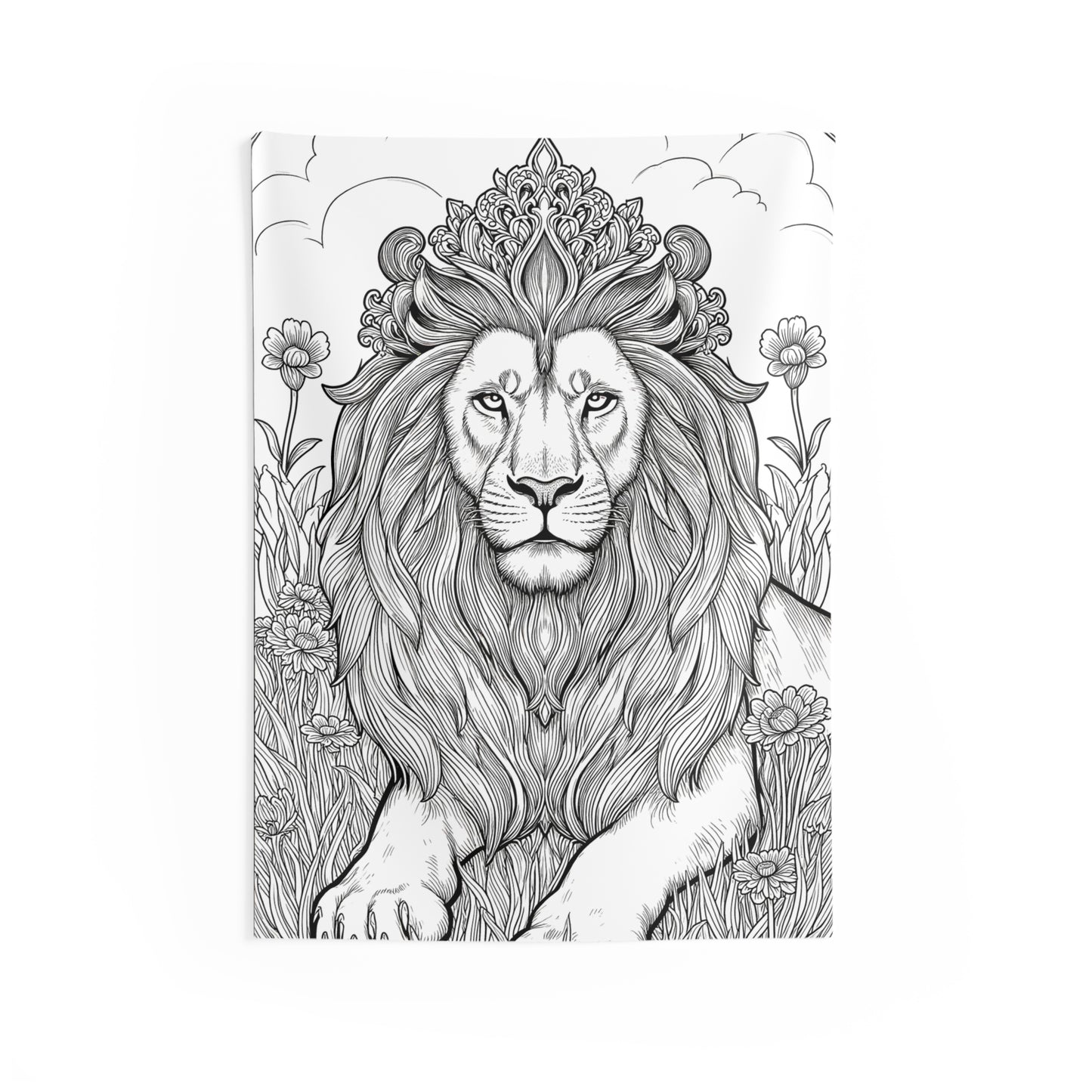 Indoor Wall Tapestries Coloring Kit with 10 Fabric Markers - Majestic Lion