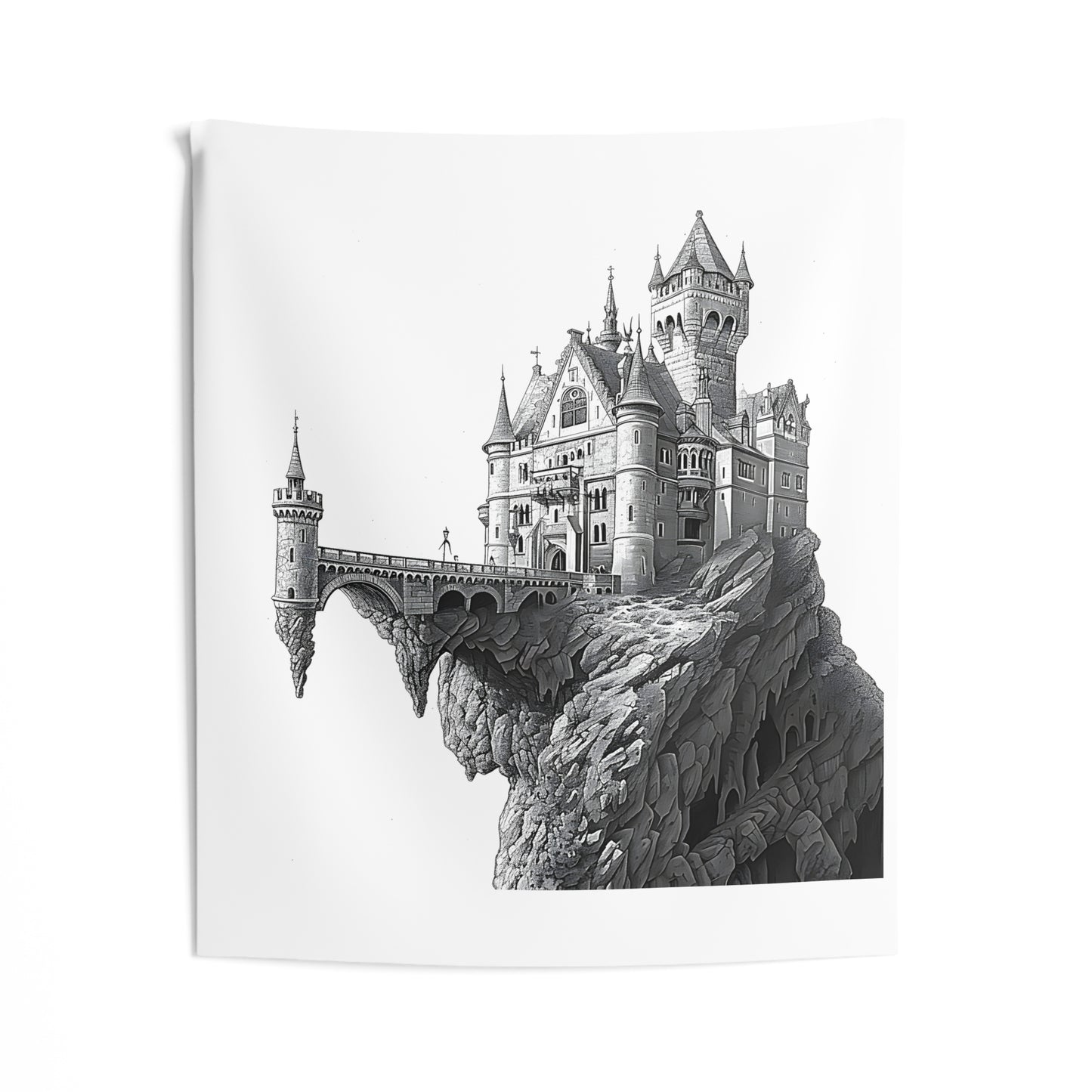 Indoor Wall Tapestries Coloring Kit with 10 Fabric Markers - Castle on Cliff