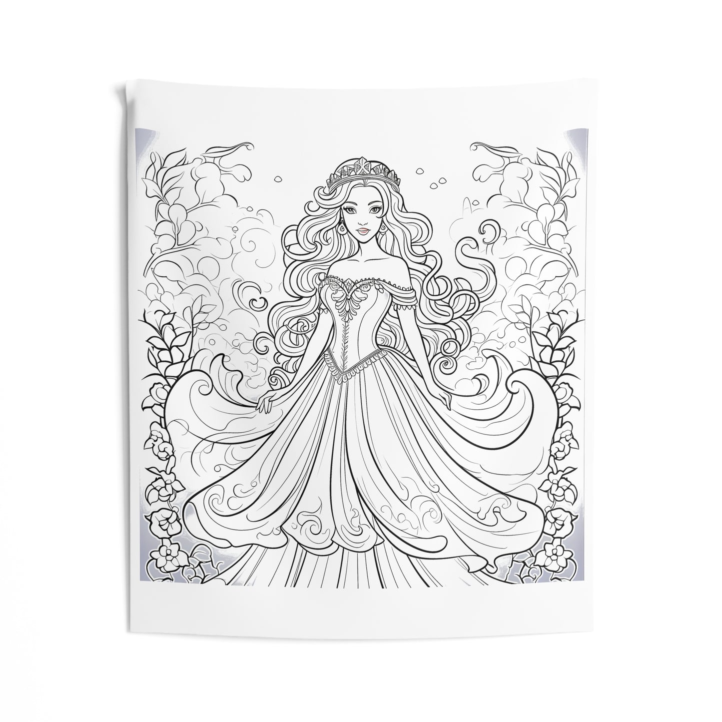 Indoor Wall Tapestries Coloring Kit with 10 Fabric Markers - Fantasy Princess