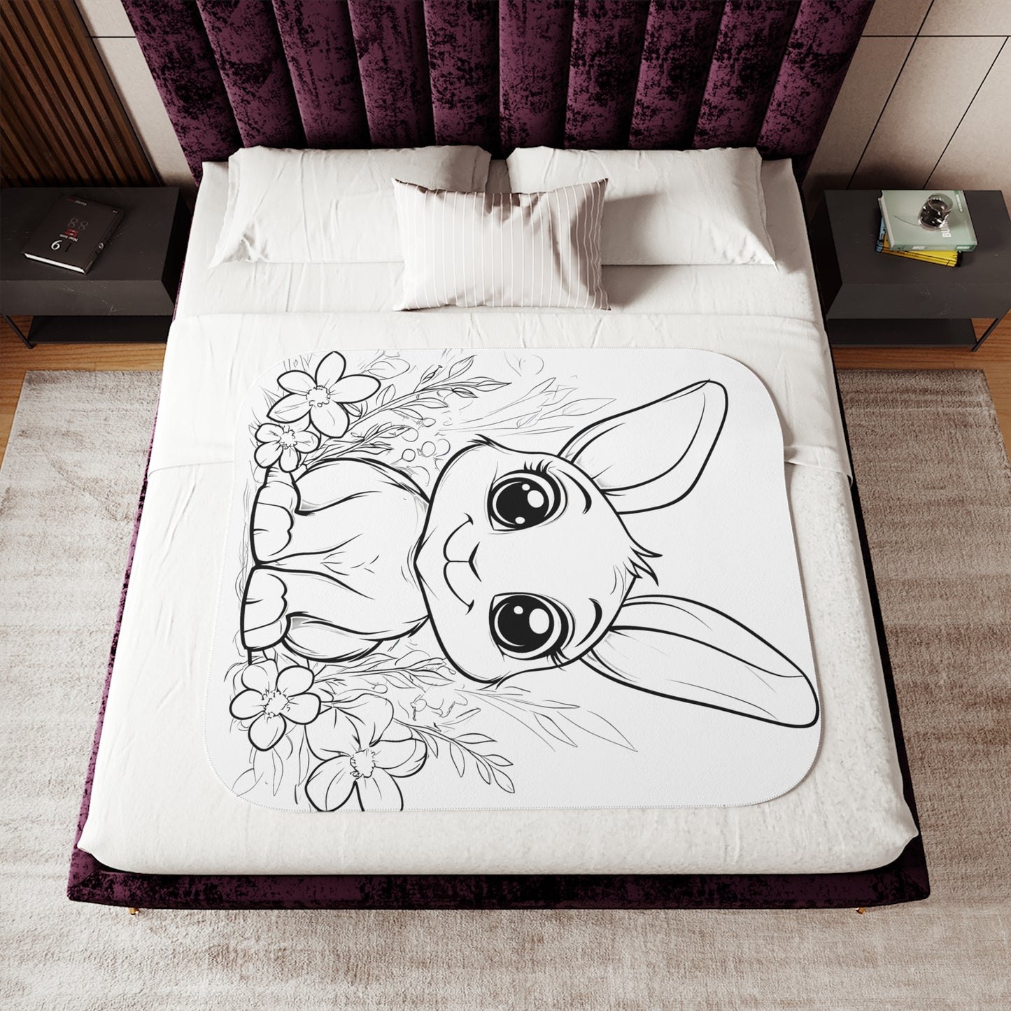 Blanket Coloring Kit with 10 Fabric Markers - Cute Bunny