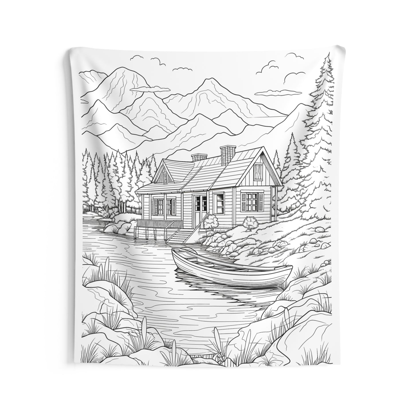 Indoor Wall Tapestries Coloring Kit with 10 Fabric Markers - Mountain House