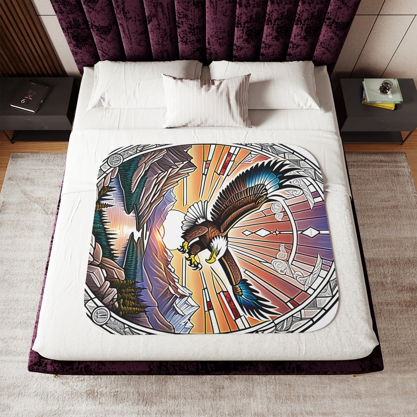 Blanket Colorful Graphic Design - Eagle and Mountain Landscape