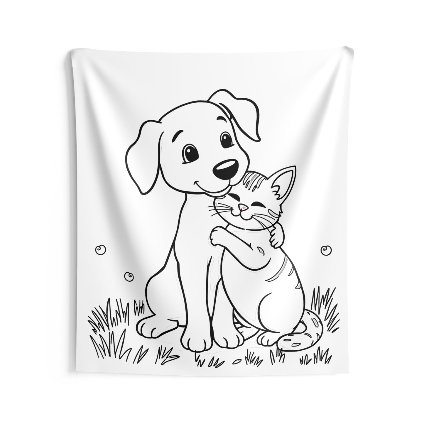 Indoor Wall Tapestries Coloring Kit with 10 Fabric Markers - Dog and Cat