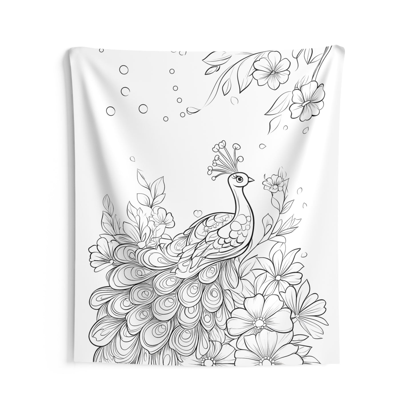 Indoor Wall Tapestries Coloring Kit with 10 Fabric Markers - Peacock