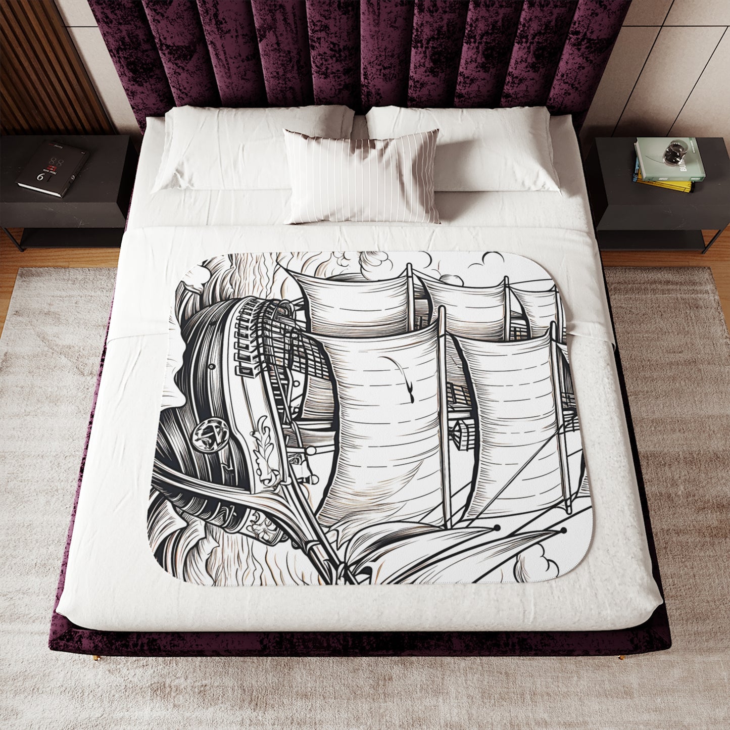 Blanket Coloring Kit with 10 Fabric Markers - Sailing Ships