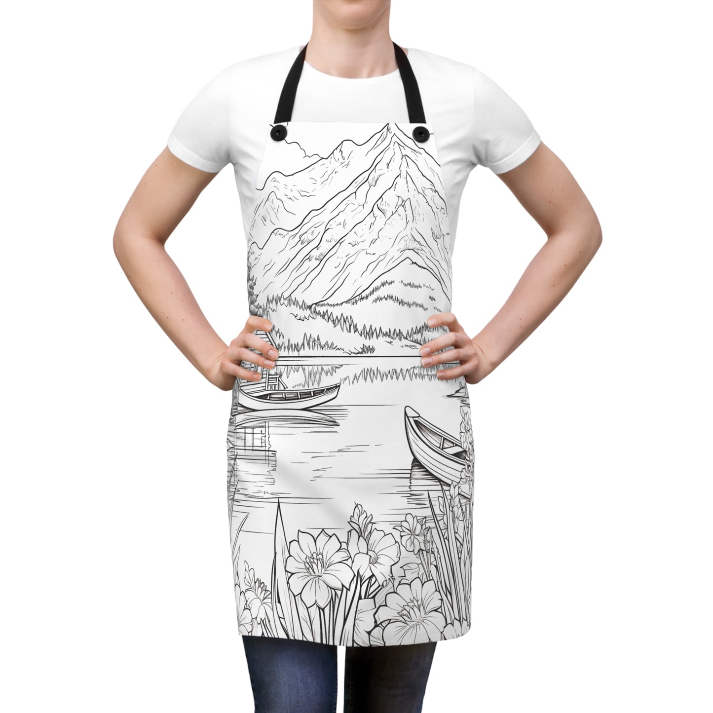 Apron Coloring Kit with 10 Fabric Markers - Mountain Lake