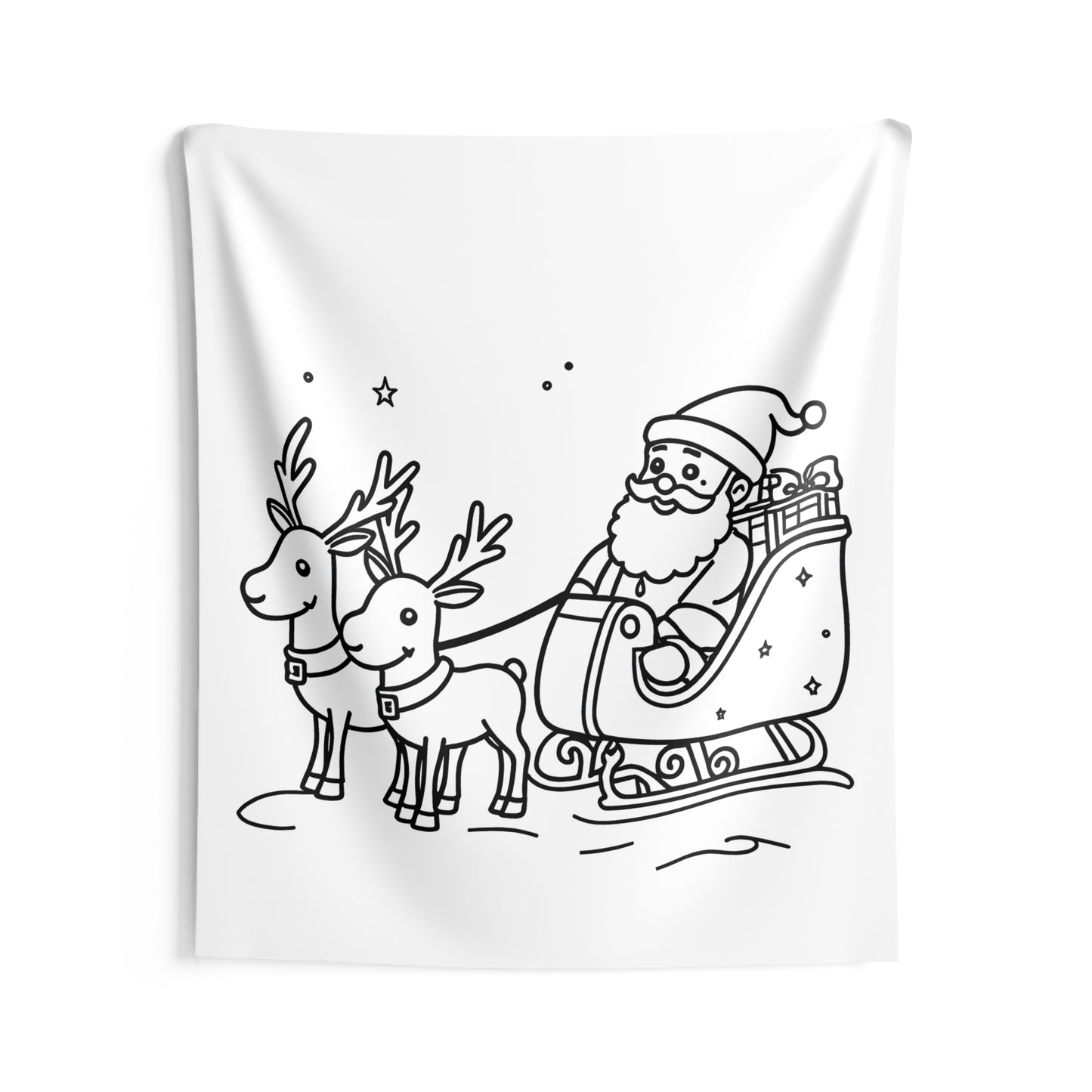 Indoor Wall Tapestries Coloring Kit with 10 Fabric Markers - Santa and Reindeer