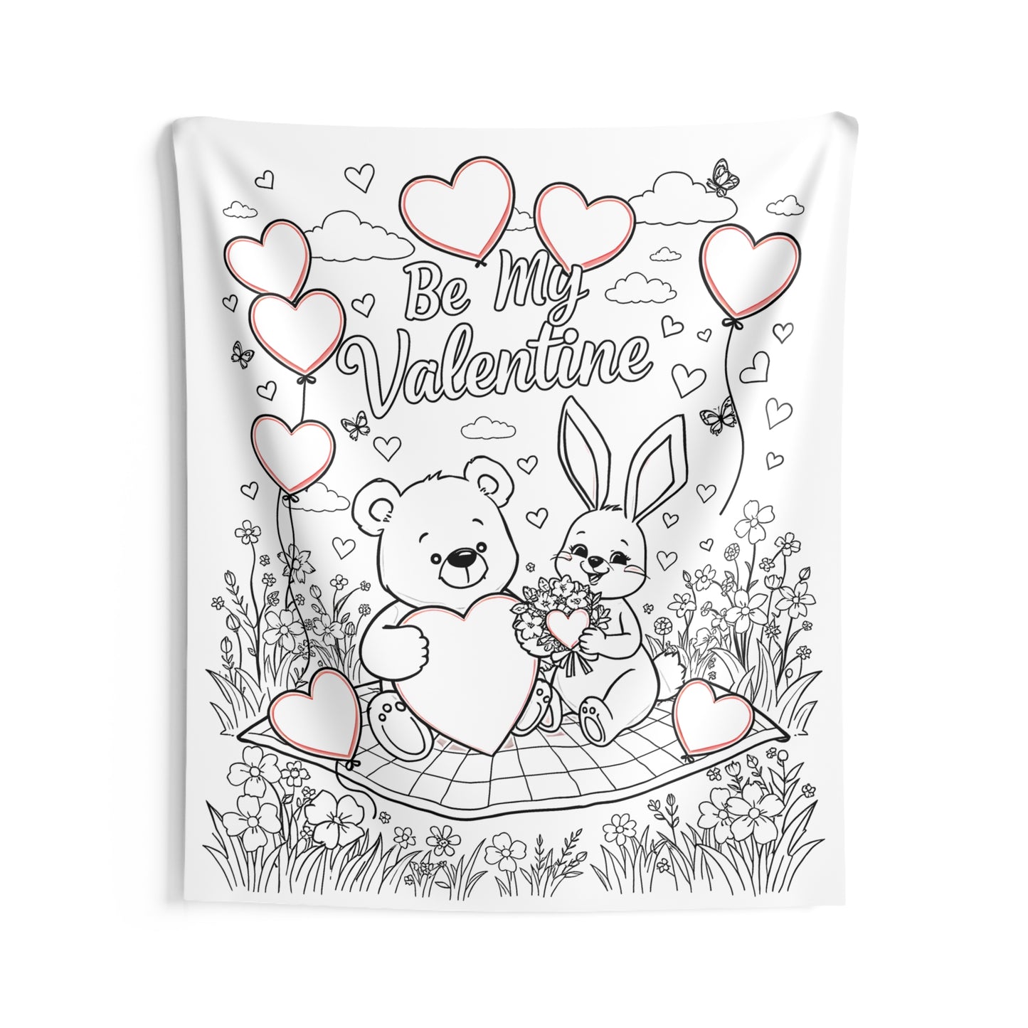 Indoor Wall Tapestries Coloring Kit with 10 Fabric Markers - Valentine's Day