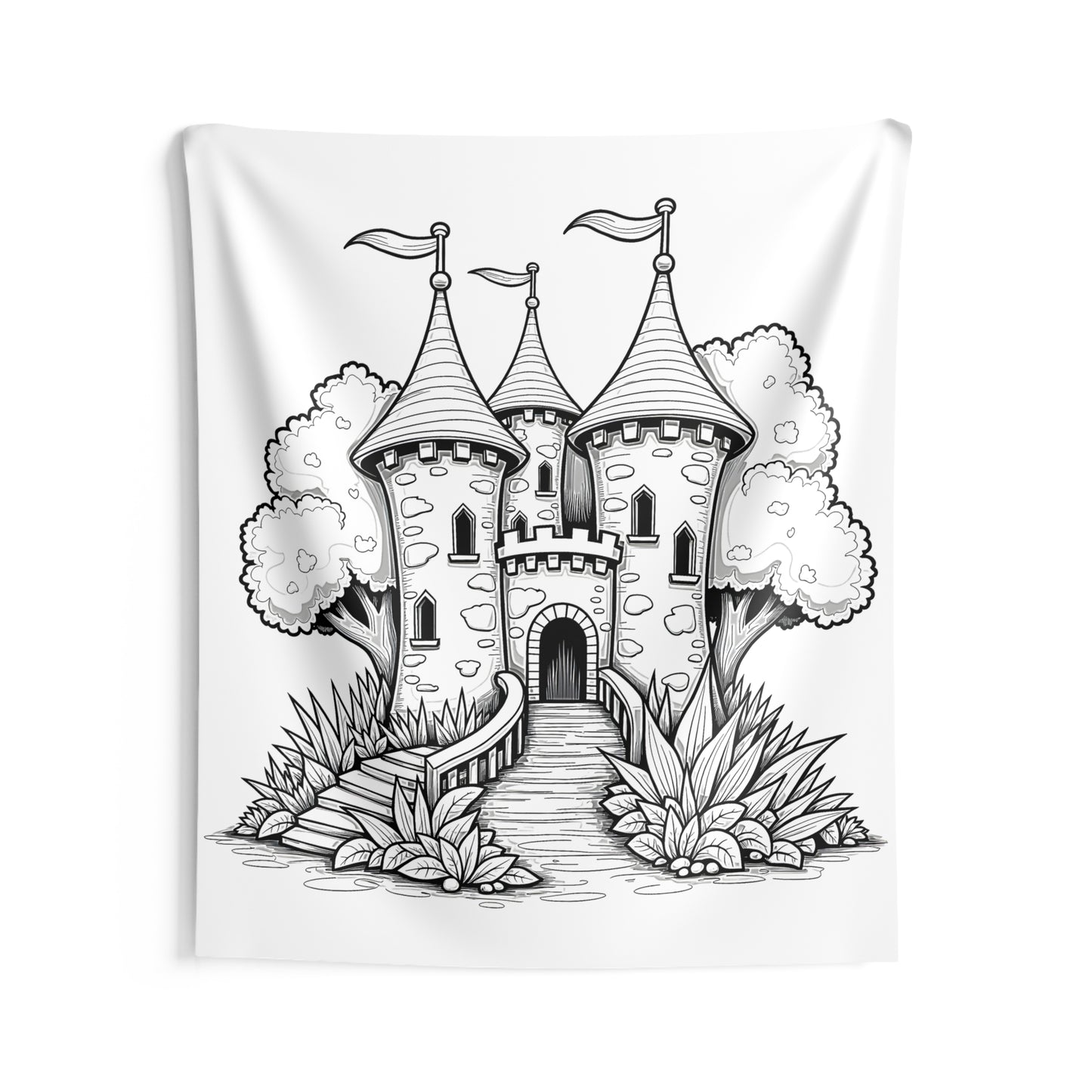 Indoor Wall Tapestries Coloring Kit with 10 Fabric Markers - Fantasy Castle