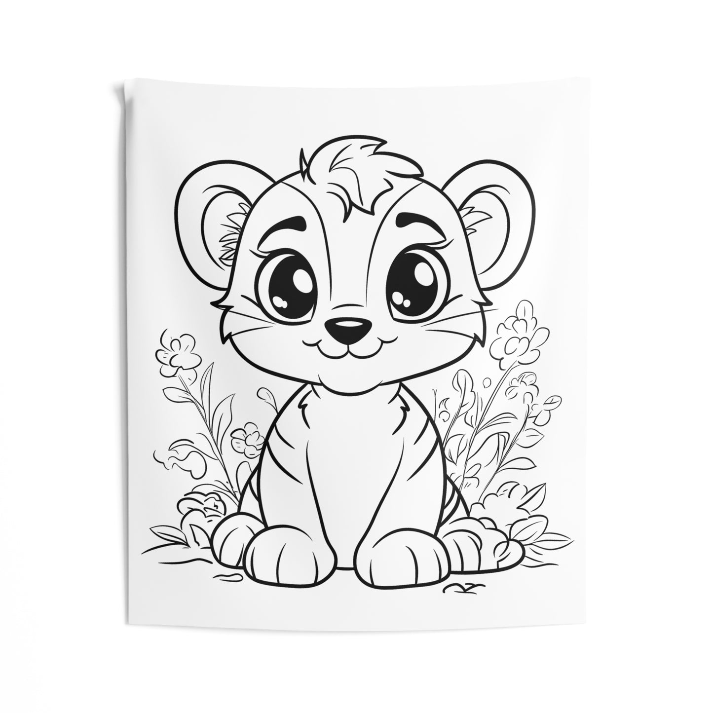 Indoor Wall Tapestries Coloring Kit with 10 Fabric Markers - Cute Lion Cubs