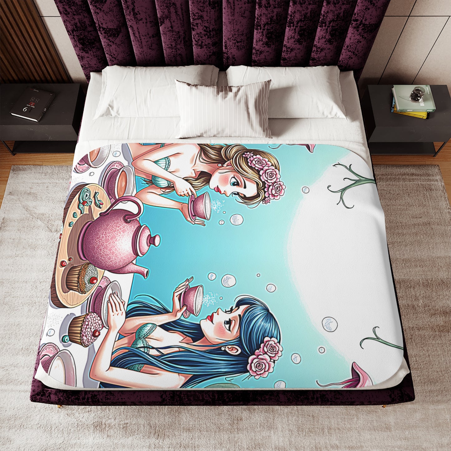 Blanket Colorful Graphic Design - Mermaid Tea Party