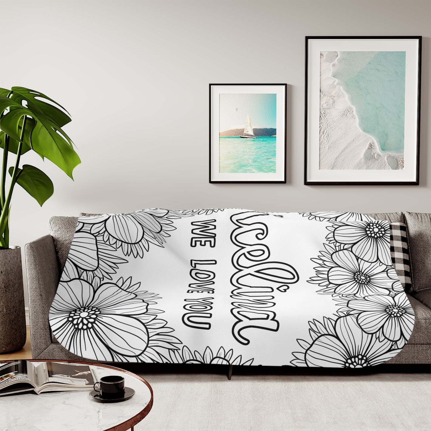 Blanket Coloring Kit with 10 Fabric Markers - Floral Message