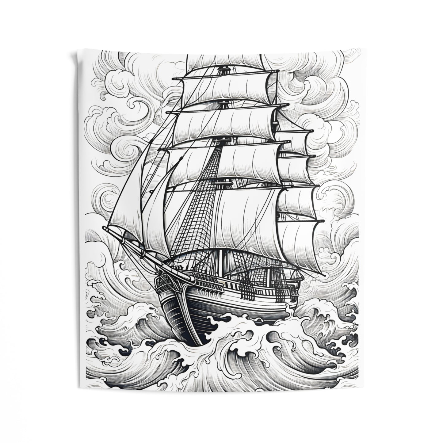 Indoor Wall Tapestries Coloring Kit with 10 Fabric Markers - Sailing Ship