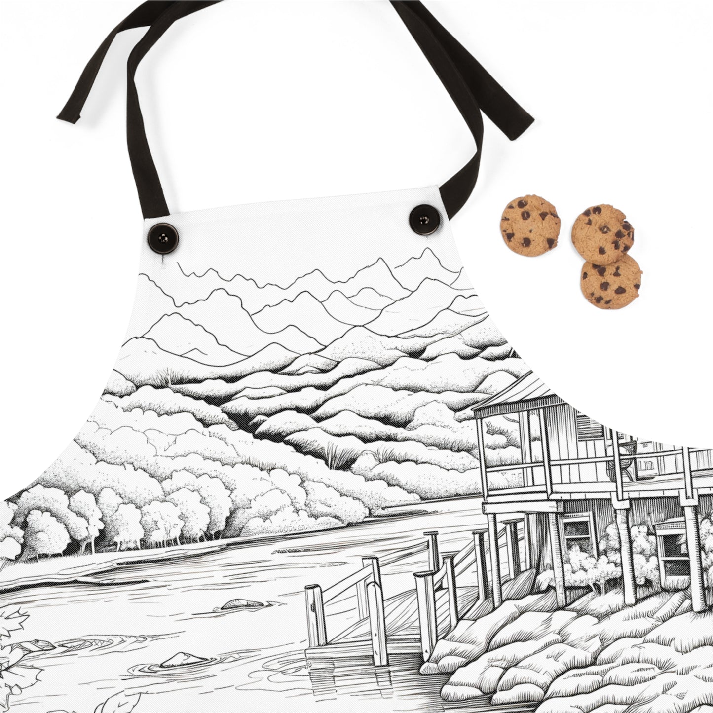 Apron Coloring Kit with 10 Fabric Markers - Lakeside Cabin