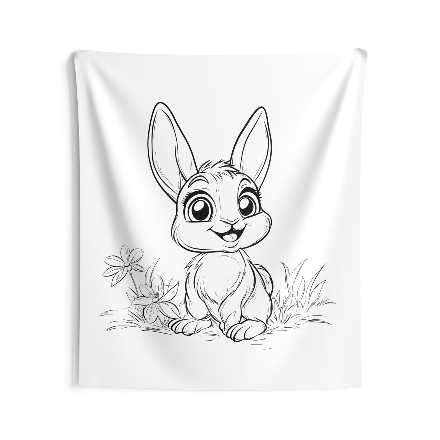 Indoor Wall Tapestries Coloring Kit with 10 Fabric Markers - Cute Bunny