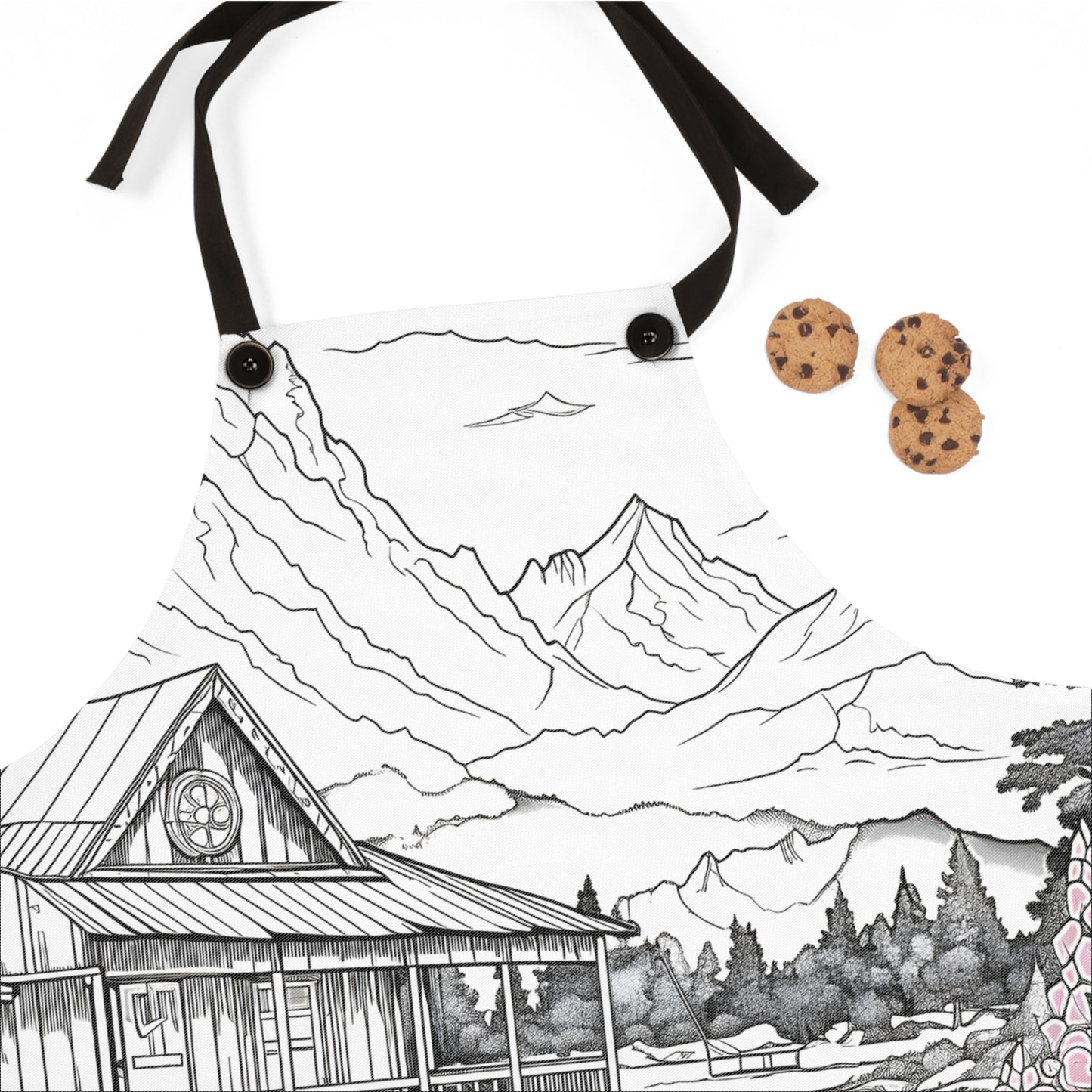 Apron Coloring Kit with 10 Fabric Markers - Mountain Cabin