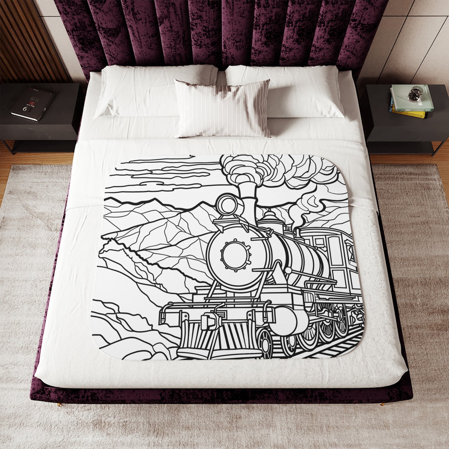 Blanket Coloring Kit with 10 Fabric Markers - Steam Train