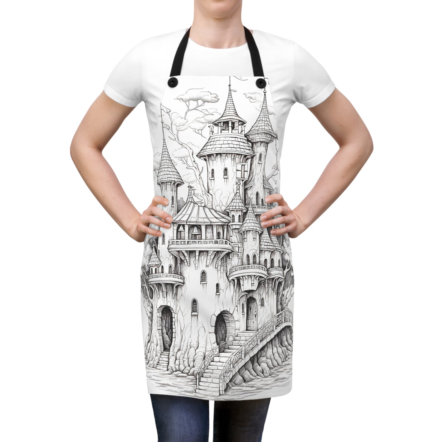 Apron Coloring Kit with 10 Fabric Markers - Tree House Castle