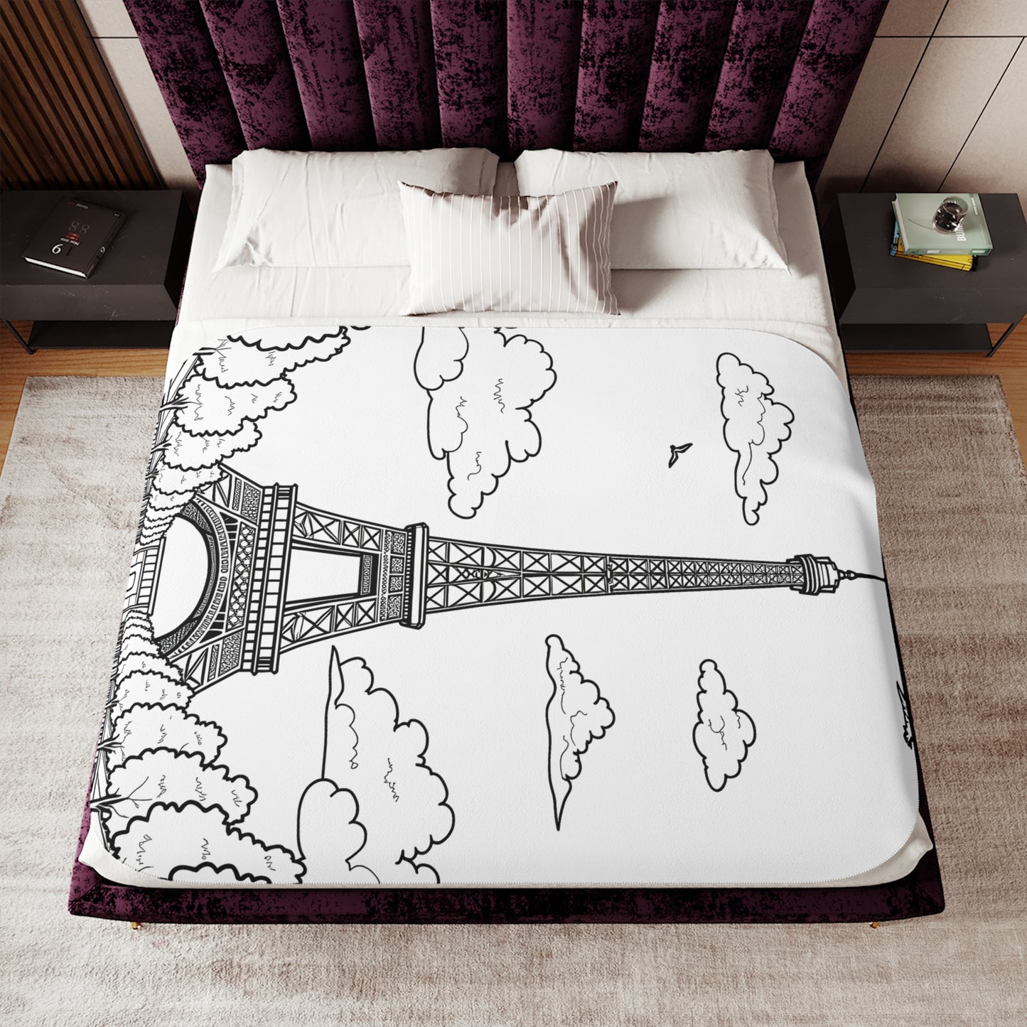 Blanket Coloring Kit with 10 Fabric Markers - Eiffel Tower