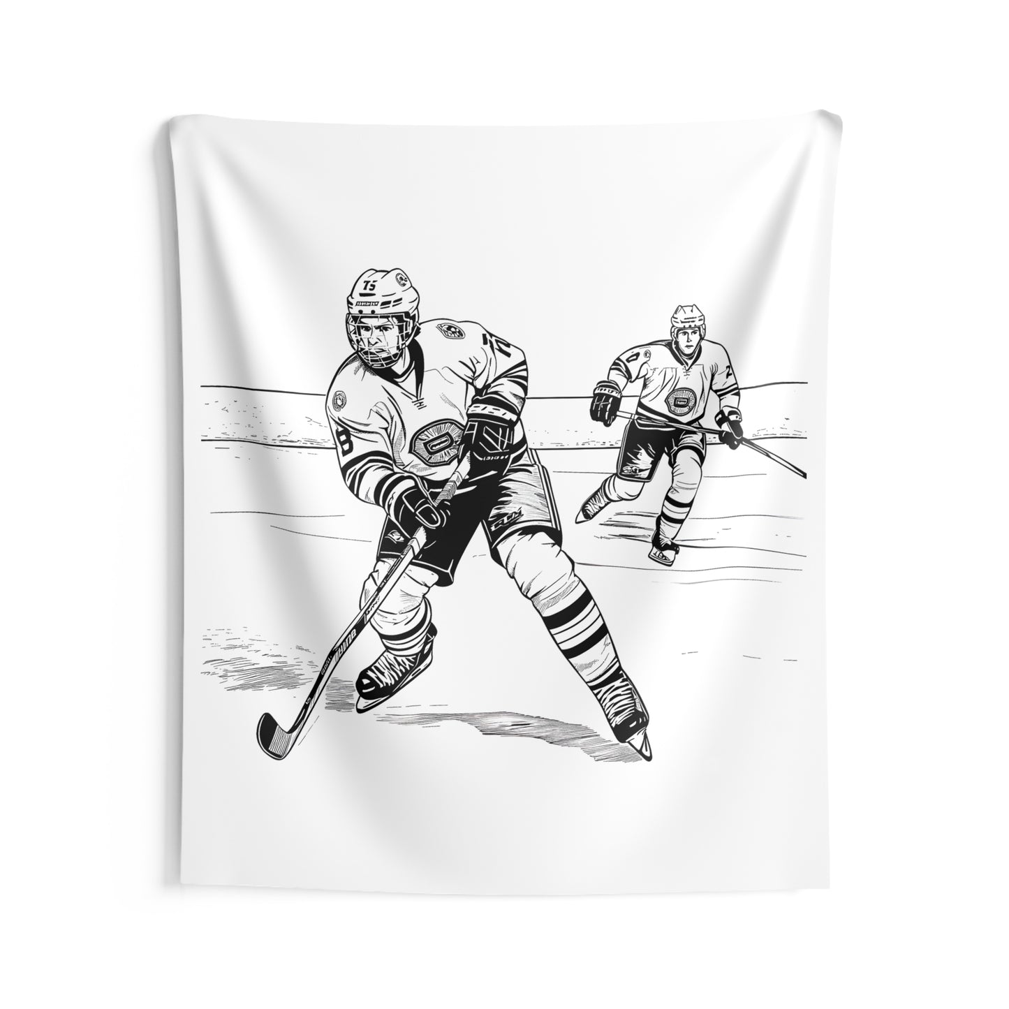 Indoor Wall Tapestries Coloring Kit with 10 Fabric Markers - Ice Hockey