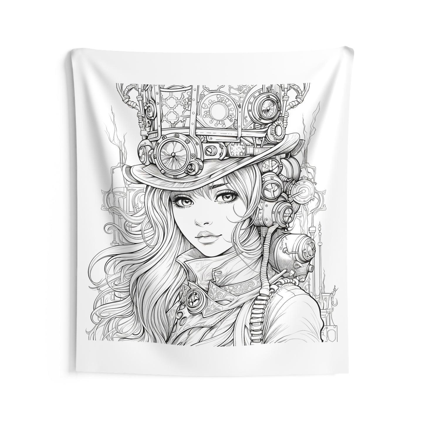 Indoor Wall Tapestries Coloring Kit with 10 Fabric Markers - Steampunk