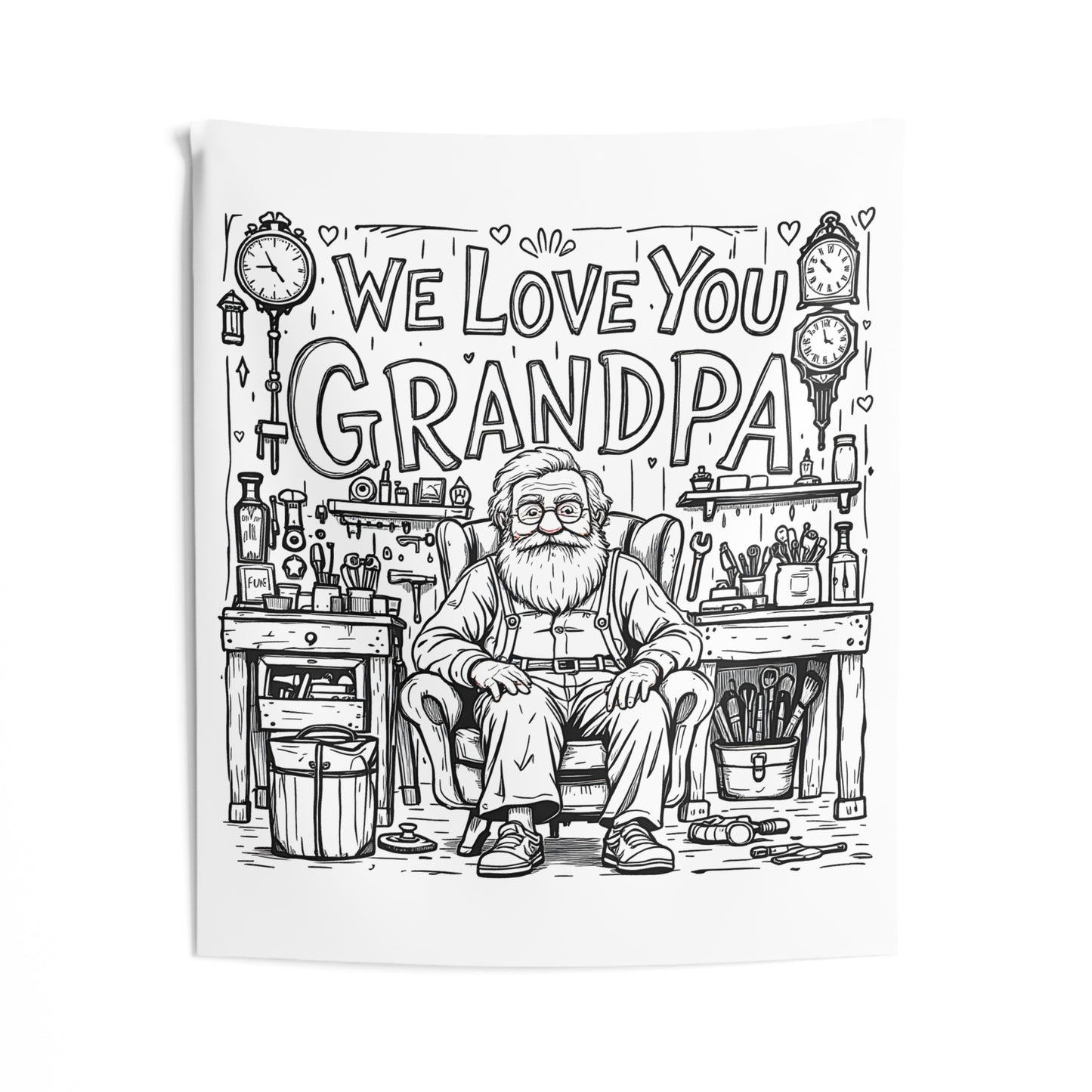 Indoor Wall Tapestries Coloring Kit with 10 Fabric Markers - Grandpa