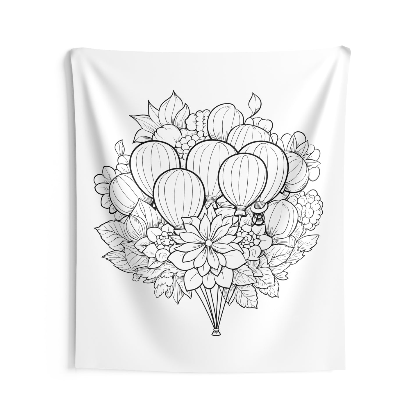 Indoor Wall Tapestries Coloring Kit with 10 Fabric Markers - Floral Arrangement and Balloons