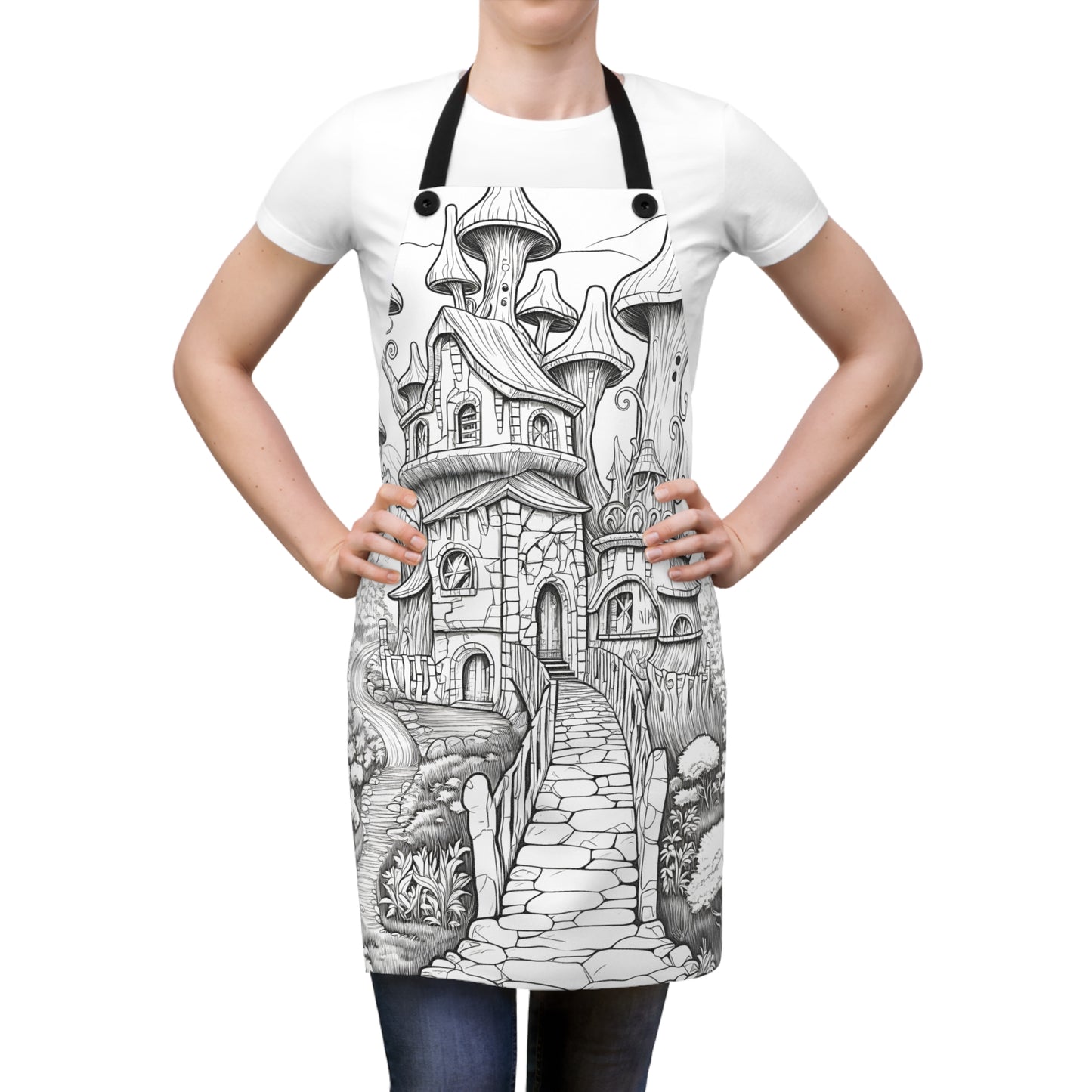 Apron Coloring Kit with 10 Fabric Markers - Mushroom House