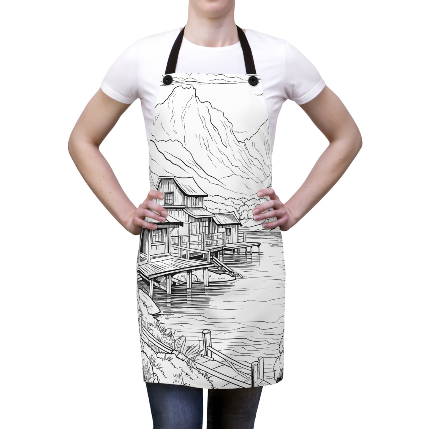 Apron Coloring Kit with 10 Fabric Markers - Mountain Scenery