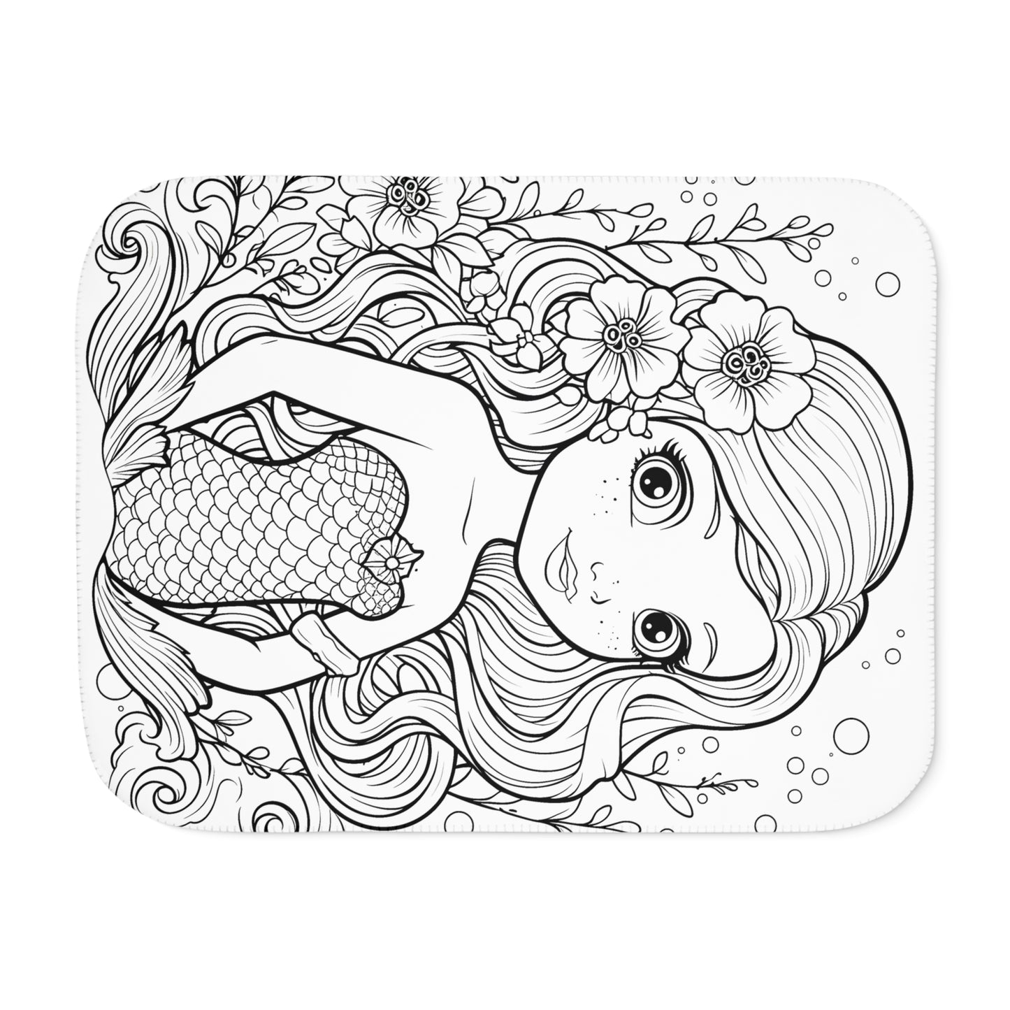 Blanket Coloring Kit with 10 Fabric Markers - Cute Mermaid