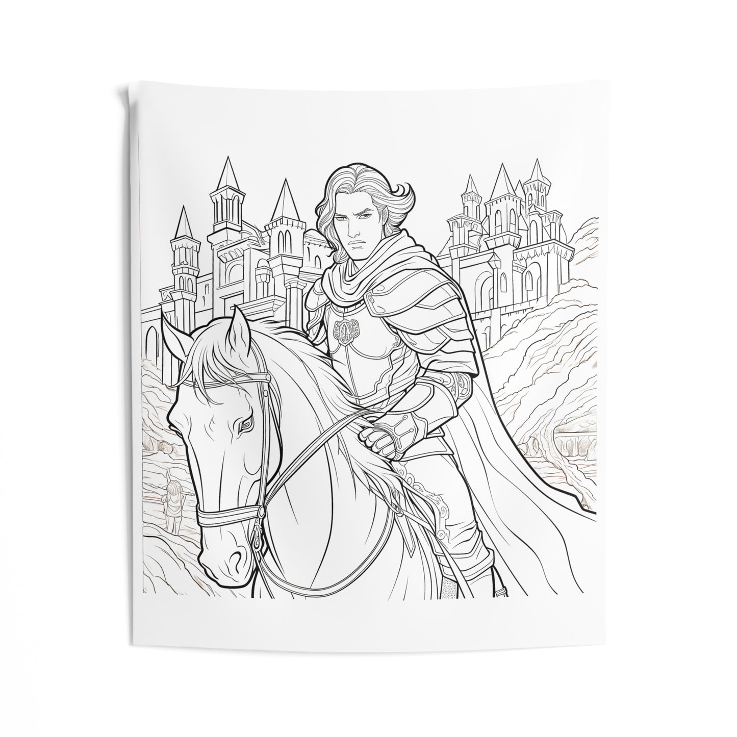 Indoor Wall Tapestries Coloring Kit with 10 Fabric Markers - Knight on Horseback