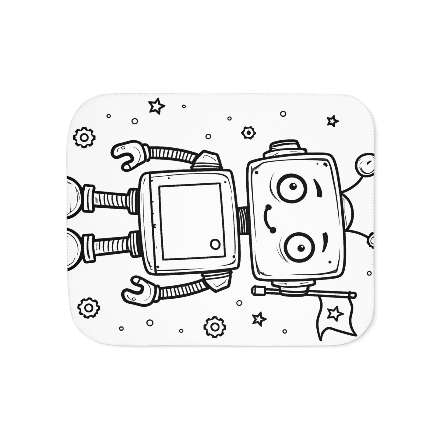 Blanket Coloring Kit with 10 Fabric Markers - Cute Robot