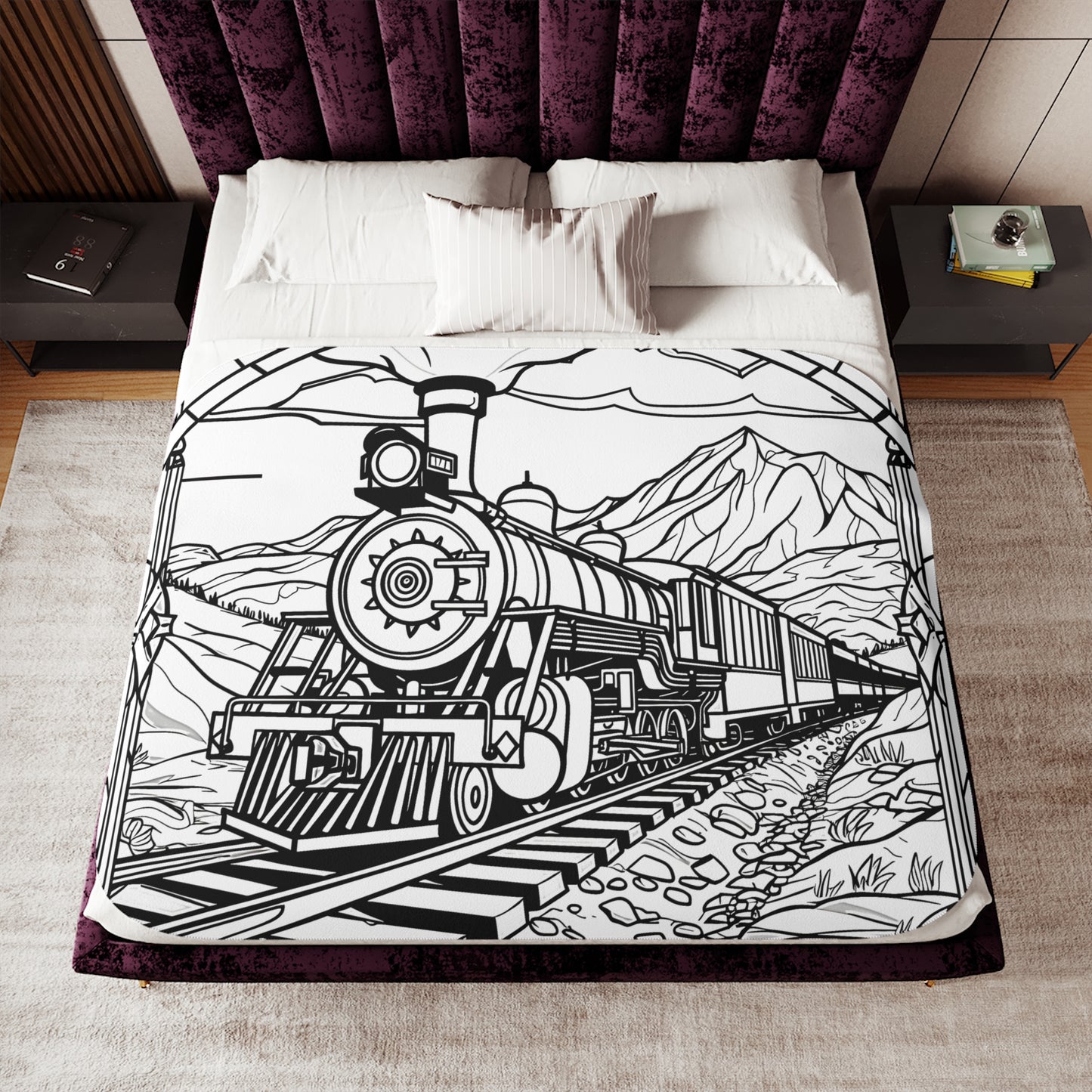 Blanket Coloring Kit with 10 Fabric Markers - Steam Engine