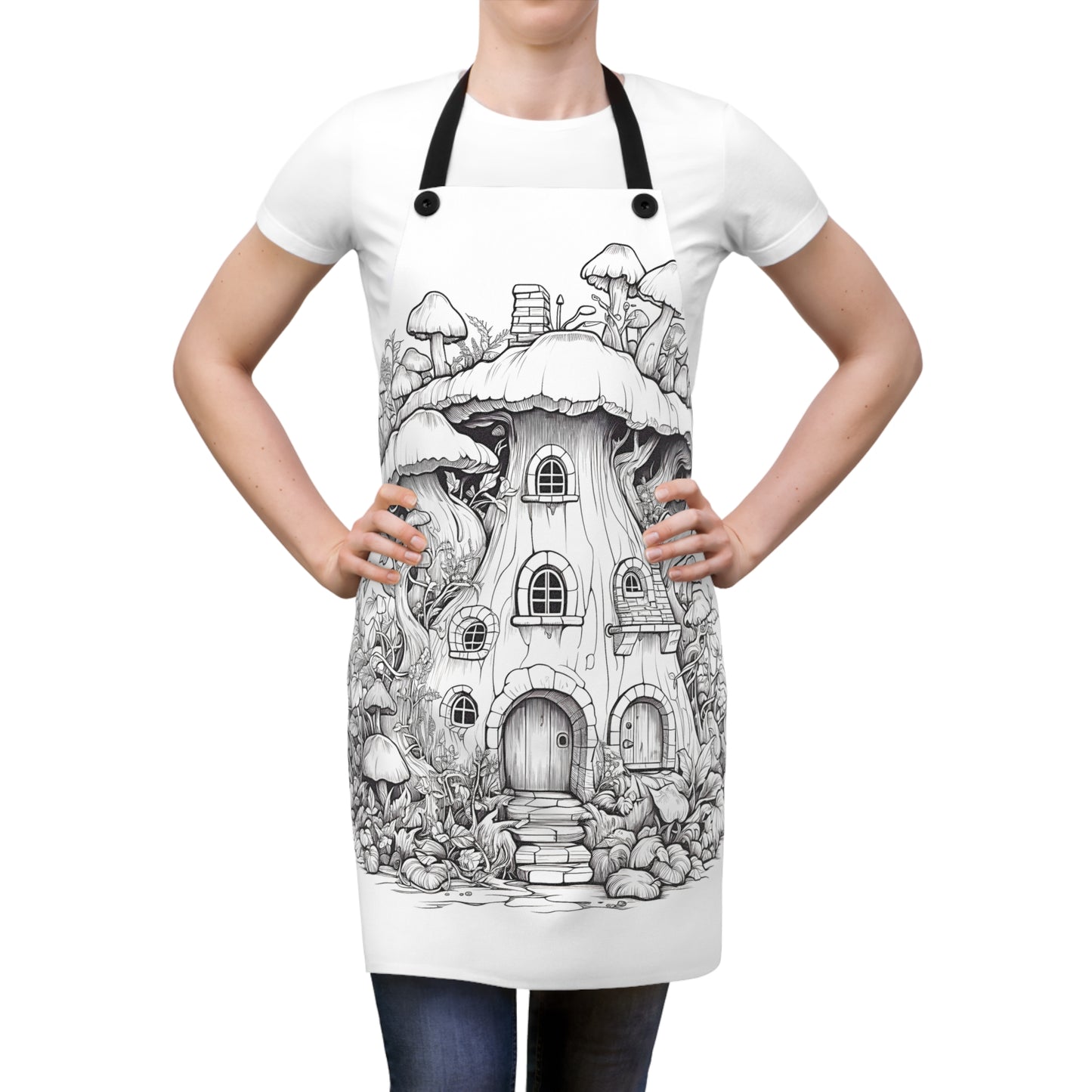 Apron Coloring Kit with 10 Fabric Markers - Mushroom House